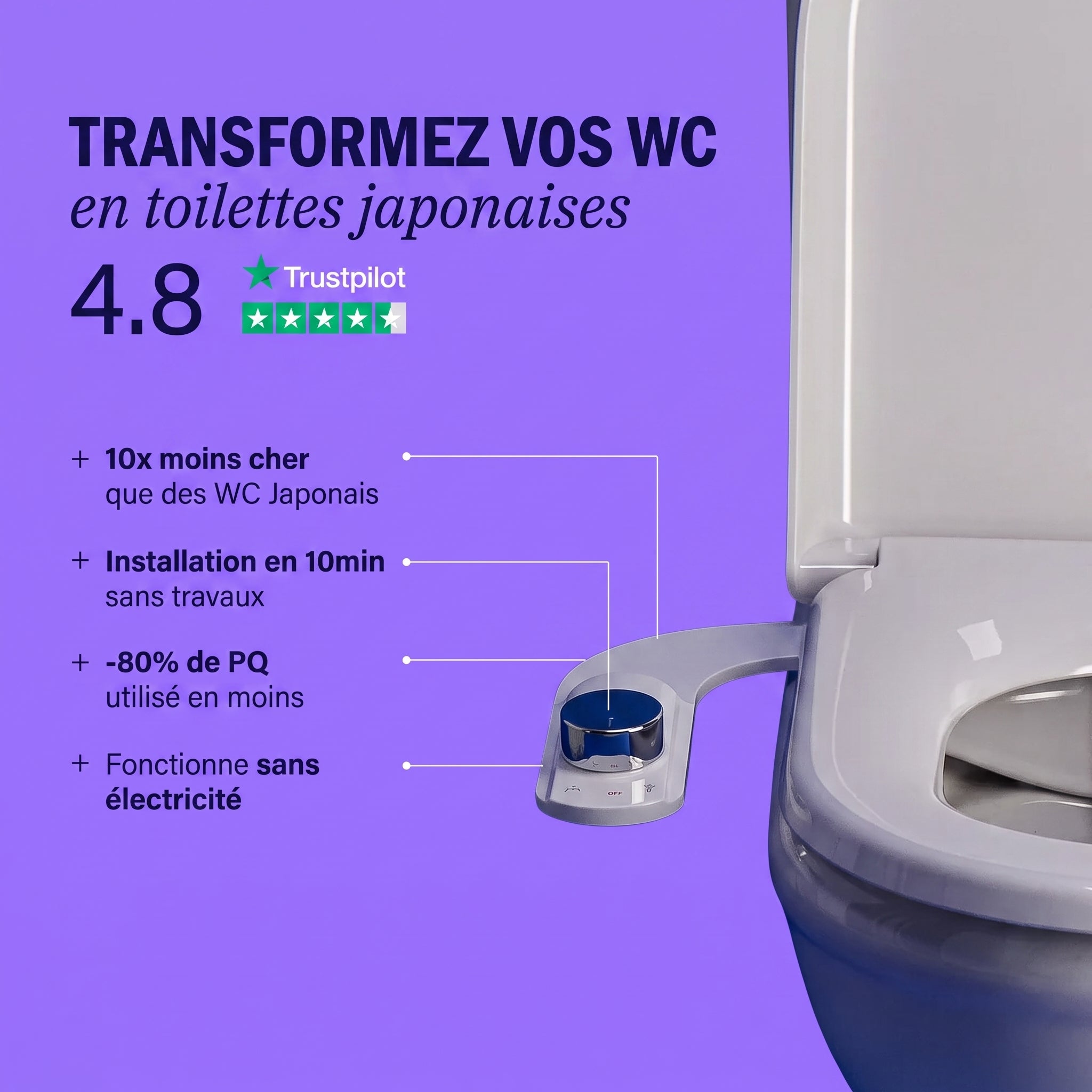 Kit Bidet Non Électrique - Installation 10 minutes